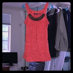 Orange career blouse with sequins